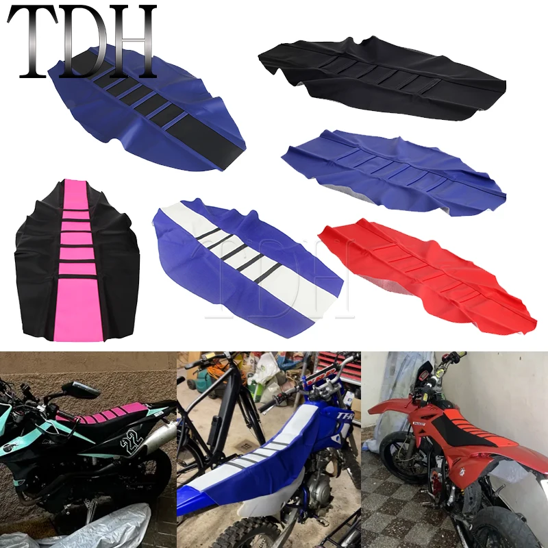 Motorcycle Ribbed Rubber Gripper Soft Seat Cover For Honda Yamaha Kawasaki Suzuki CRM250R CR125R Dirt Bike Off Road Motocross