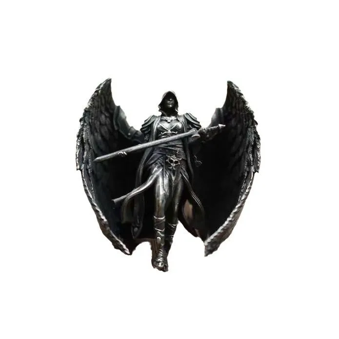 European and American Retro Silver Color Archangel Michael Judgment Pendant Necklace Men's Long Sweater Chain Necklace Gifts