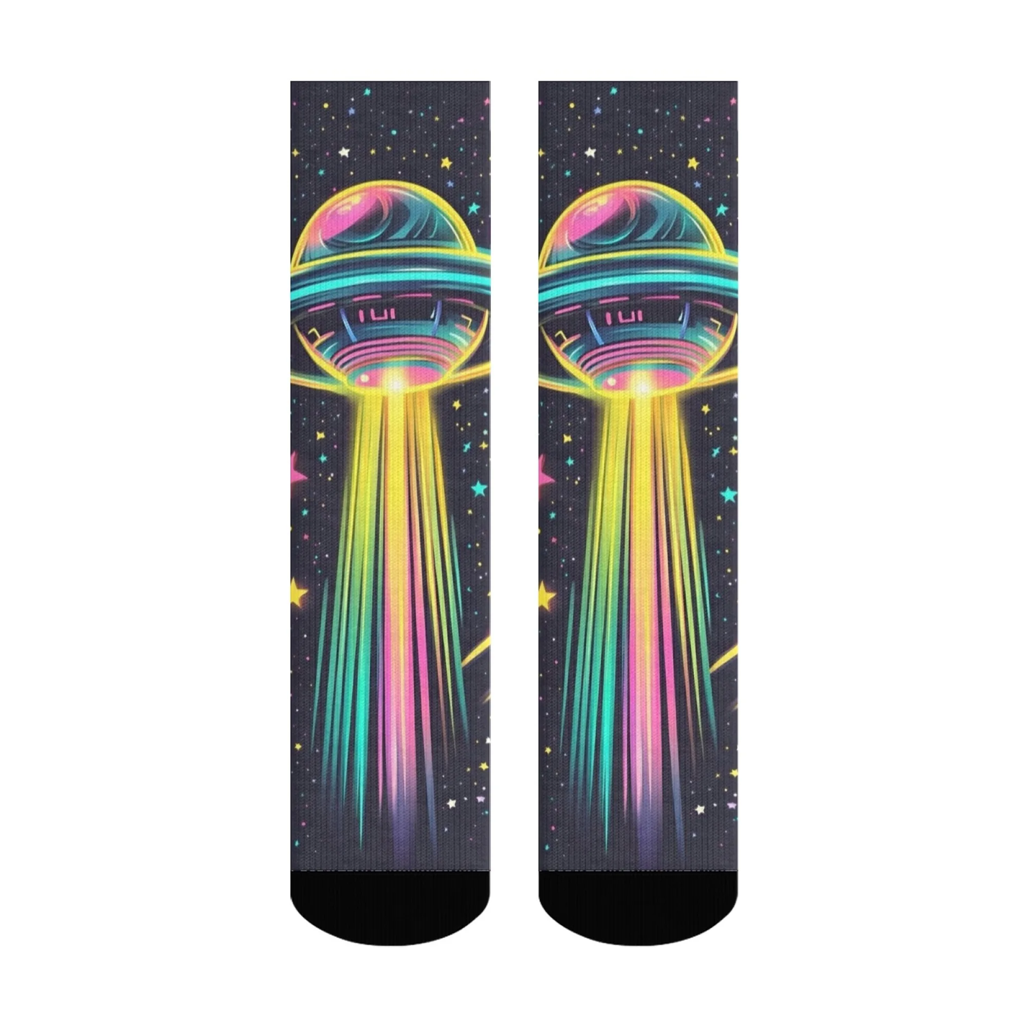 UFO الفضاء طاقم الجوارب للرجال والنساء العصرية الرجعية الخيال العلمي طباعة الشارع الجوارب الموضة مثالية زوجين هدية للنزهات غير رسمية