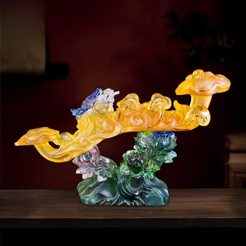 Glazed handicrafts, rich and wishful ornaments, lucky golden toad new home housewarming creative Chinese art gifts