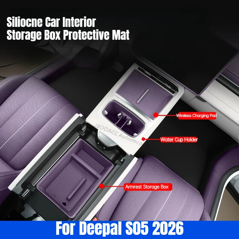 

For Changan Deepal S07 S7 2026 Center Console Wireles Charging Silicone Pad Cup Holder Mat Armrest Storage Box Organizer Case