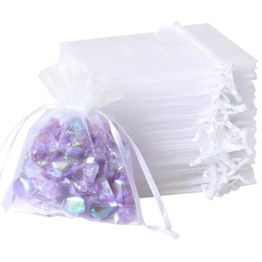 

100Pcs Organza Bags 2x3Inch Sheer Wedding Party Favor Bags with Drawstring Jewelry Gift Bags Christmas Candy Pouches
