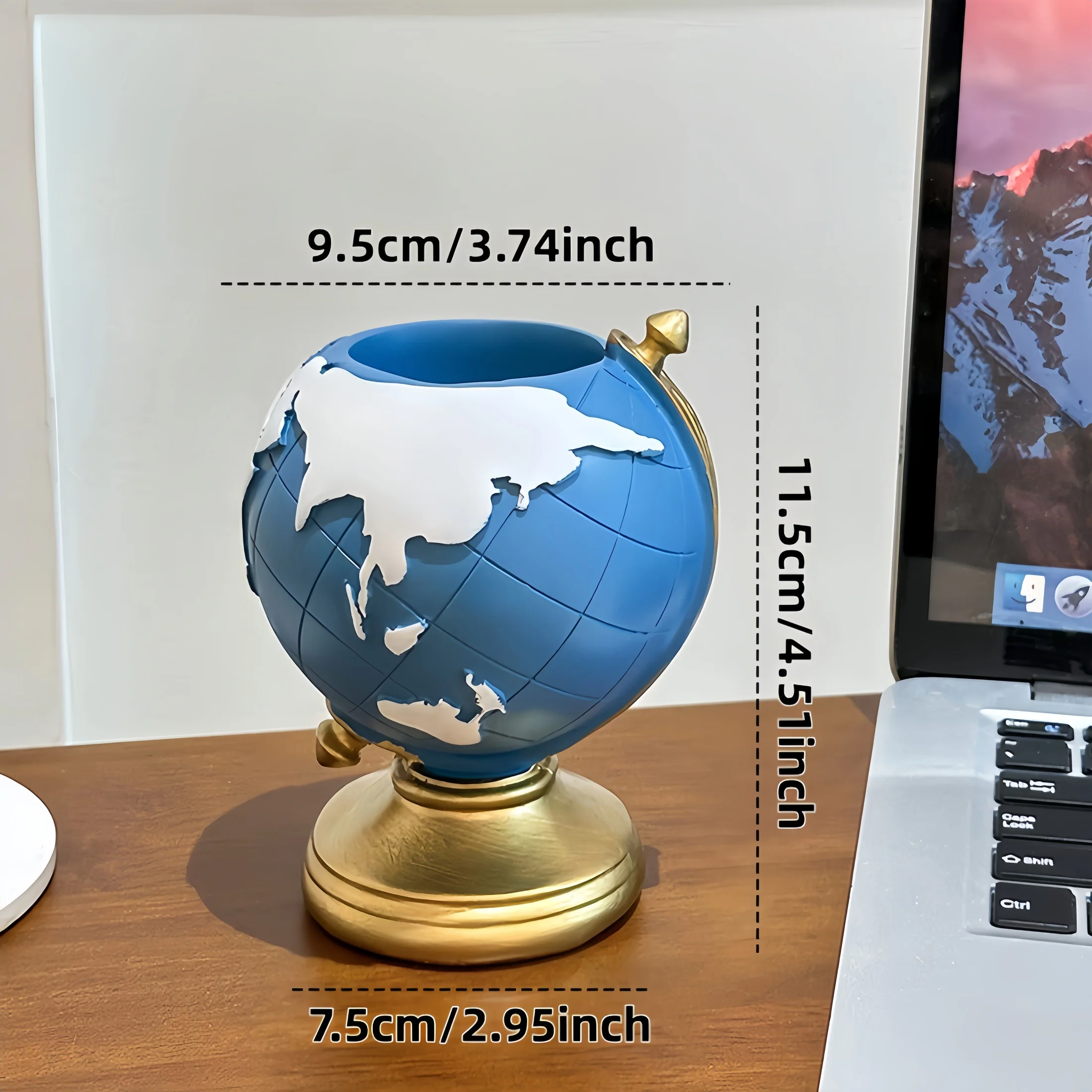 1 Novel Pen Holder, Creative Globe Pen Holder, European-Style Vintage Ornament, Room and Living Room Decoration, Office Desk Organizer, Student Gift