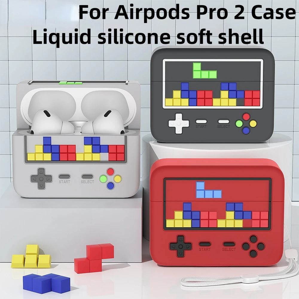 

New Case Compatible with Airpods Pro 2 USB-C Coque Block game console Design Luxury liquid silicone Soft Cases Cover