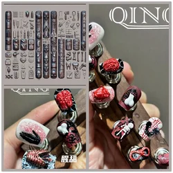 1pc Rose Snake Skull Unicorn Letter 3D Nail Mold Nail Art Decorations Nails DIY Design Silicone Nails Mould Stamping Plate