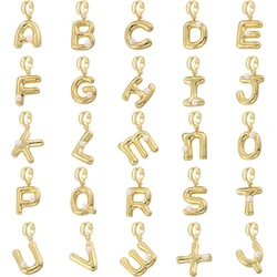 ZHUKOU 26 letters A-Z fat letters in 18K gold plated diy jewellery accessory pendant for men and women Golden: VD1505