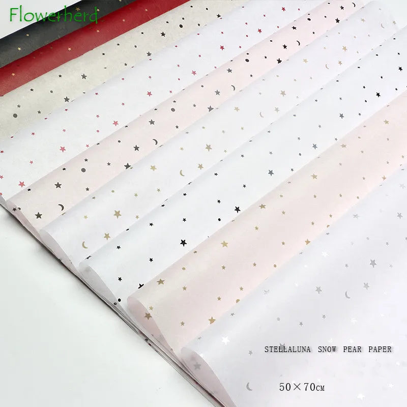 Sydney Tissue Paper Bronzing Star Moon Metal Texture Lined Flower Bouquet Wrapping Paper Florist Gift Flower Wrapping Paper