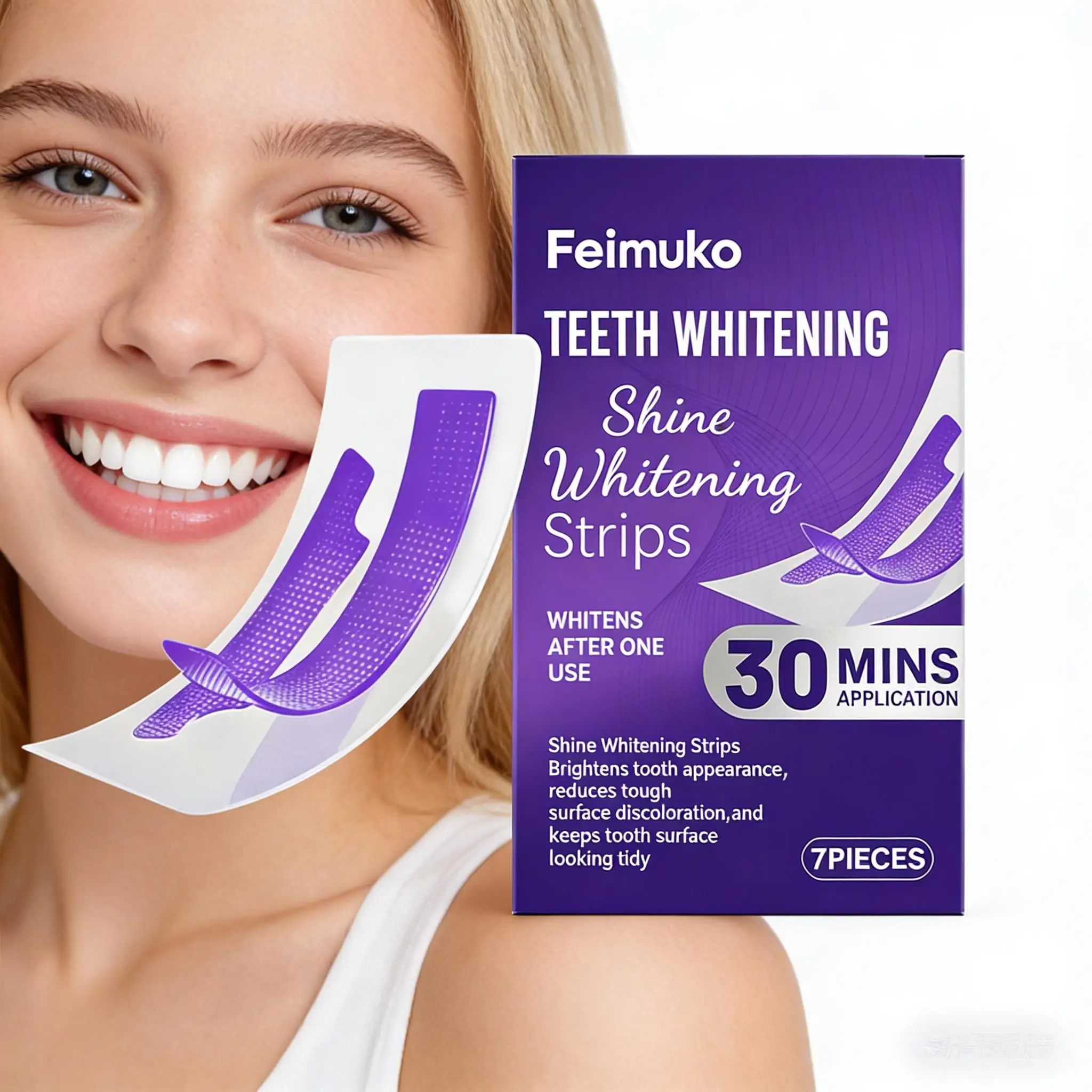 Teeth Whitening Strip Reduce Sensitivity Enamel Remove Plaque Stains Professional Tooth Brighten Painless Bleaching Dental Care view 6