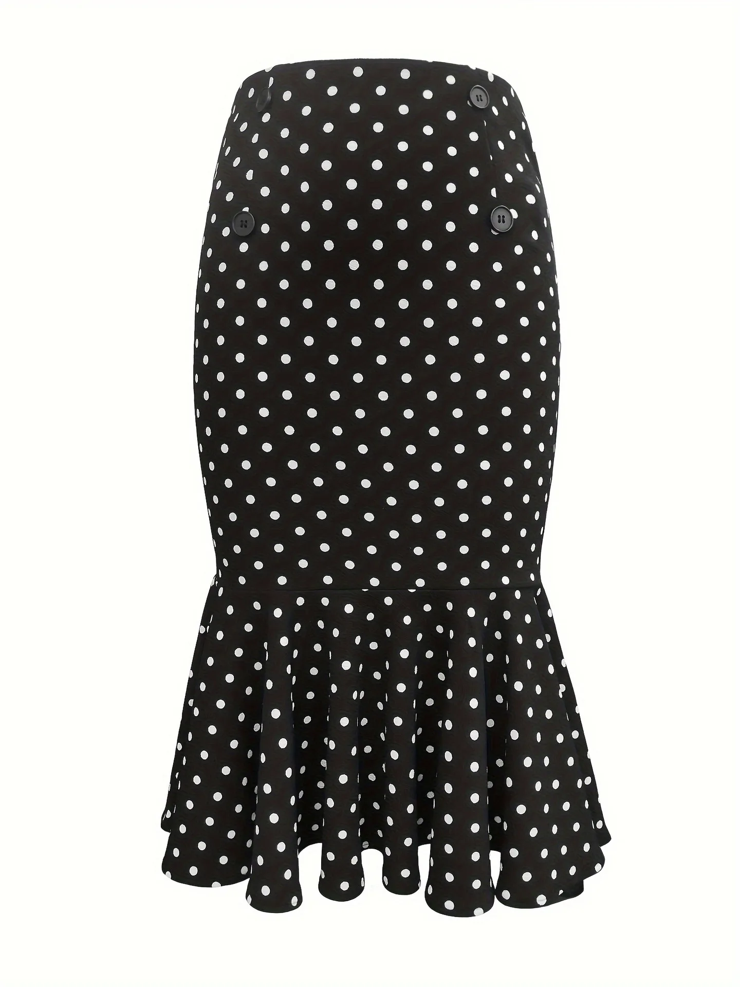 Woman Clothing Manufacturers Sweet Polka Dot Print Skirt Elegant Mermaid Hem Mid Skirt Women's Plus Size Skirts