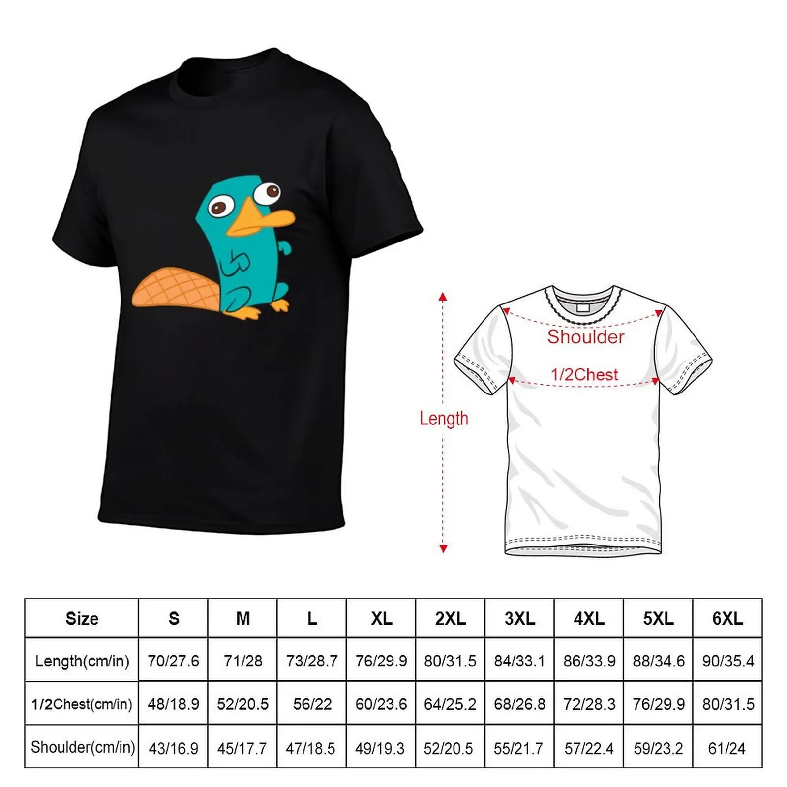 Perry the Platypus (2) T-Shirt plain clothes vintage t shirt men