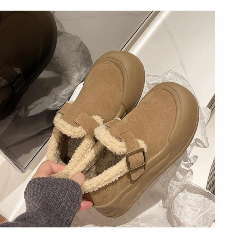 حذاء بدون كعب نسائي ذو نعل سميك لعام 2025 - حذاء شتوي دافئ مبطن بالرقيق سهل الارتداء - حذاء مسطح ريترو #4