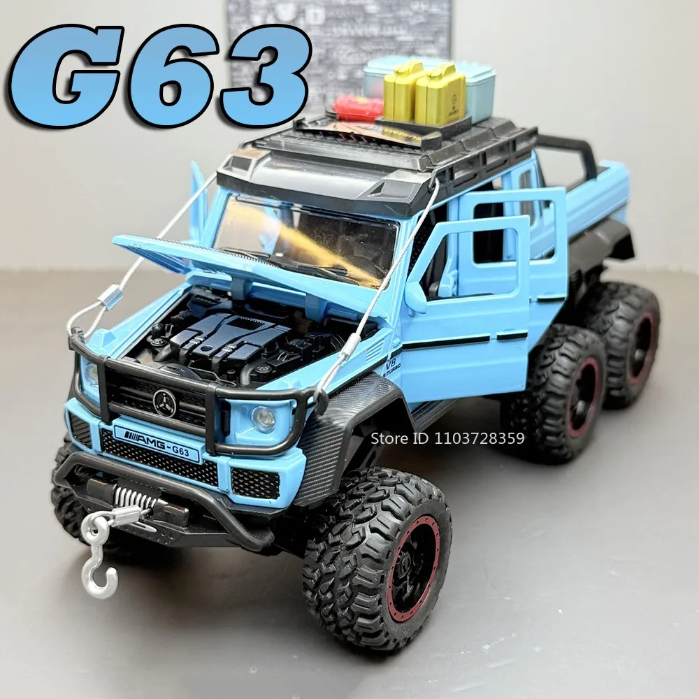 1:24 G63 Mammoth jouet modèle voitures en métal moulé sous pression son lumière portes ouvert tirer vers l'arrière miniatures véhicules tout-terrain pour enfants cadeaux