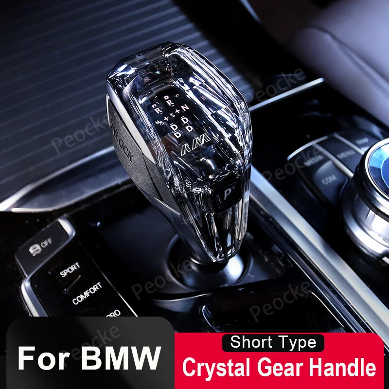 RHD Crystal Gear Shift Knob Short Type For BMW iX3 G08 G30 G31 G12 G38 Gearbox Handle F36 E70 F10 F20 F30 F32 Gear Lever Head