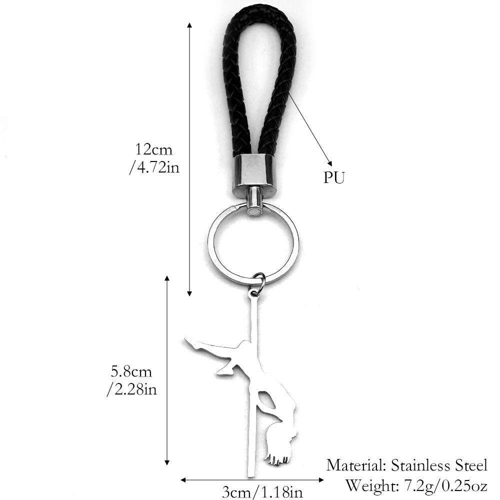 Pole Dance Mädchen Musical Schlüsselanhänger Für Frauen Männer Edelstahl Pu Leder Tasche Charme Kunst Liebhaber Schlüsselanhänger Schmuck Geschenke – Detail 3