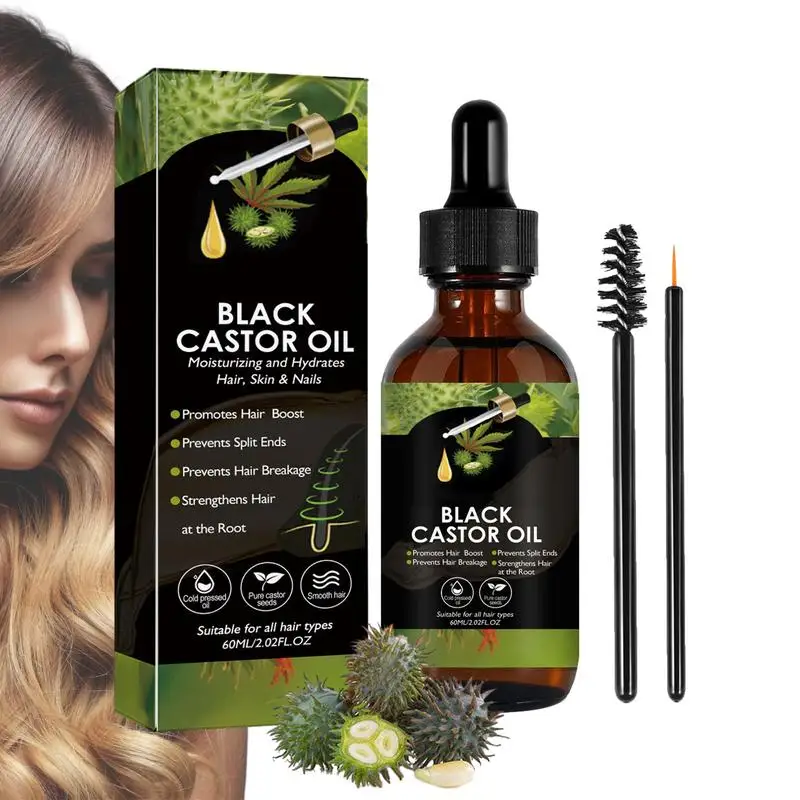 60ml Black Castor Oil Hair Growth Jamaican Scalp Dense Hair Strengthening Hair Loss Prevention Repair Nourishing Liquid