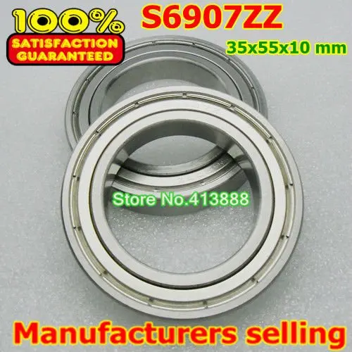 100pcs free shipping  SUS440C environmental corrosion resistant stainless steel deep groove ball bearings S6907ZZ 35*55*10  mm