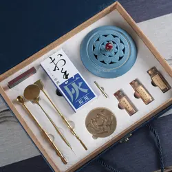10pcs Incense Road Gift Box Set DIY Introductory Pure Copper Air Incense Burner Incense Home Use Natural Sandalwood Powder Seal