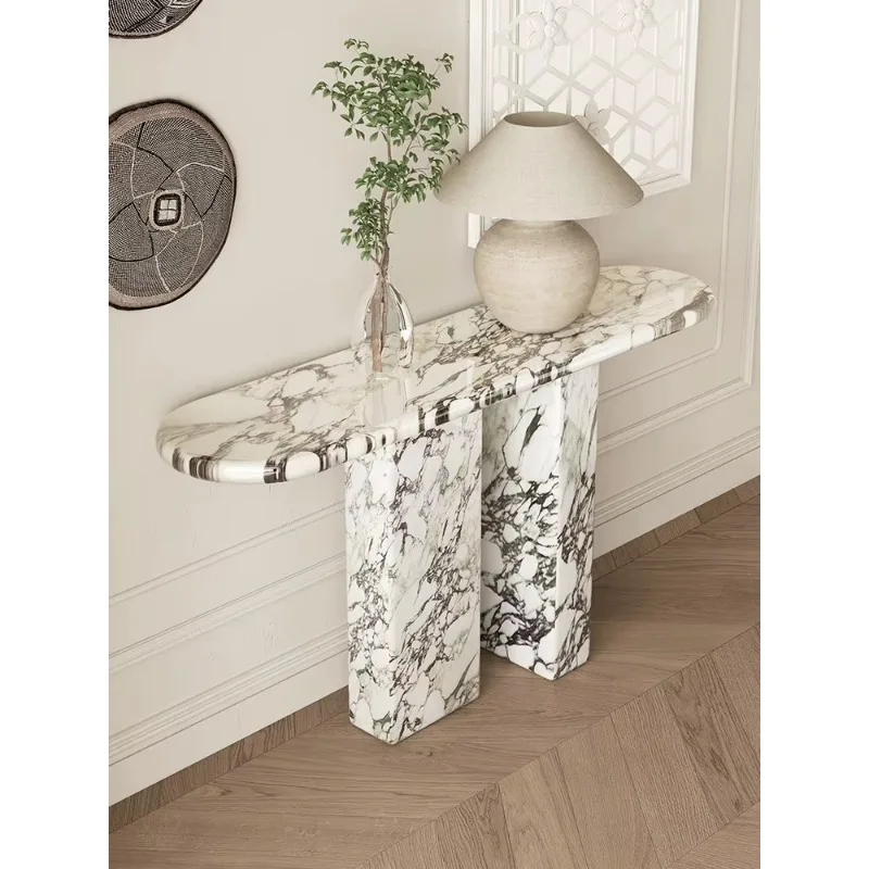 Hot Sale Hand- Carved Calacatta Viola Luxury Marble Console Table for Living Room Hall Hotel Villa Interiors Decoration