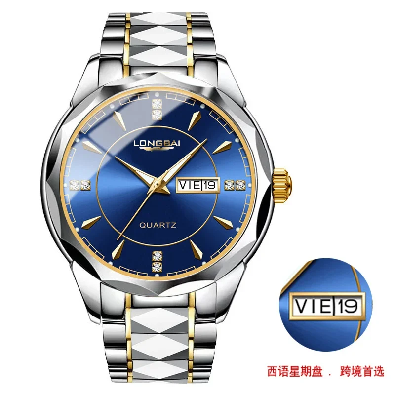 

Men's Watch Swiss Fashion Business Waterproof Double Calendar Luminous Steel Strip Ultra Thin Quartz