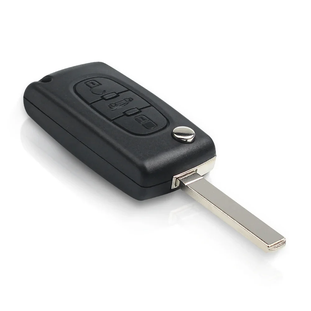 Keyyou 3 botões flip dobrável carro remoto chave 3 botões apto para peugeot 407 (2004 - 2008.9.28) número da peça 649096 ou 6490x3