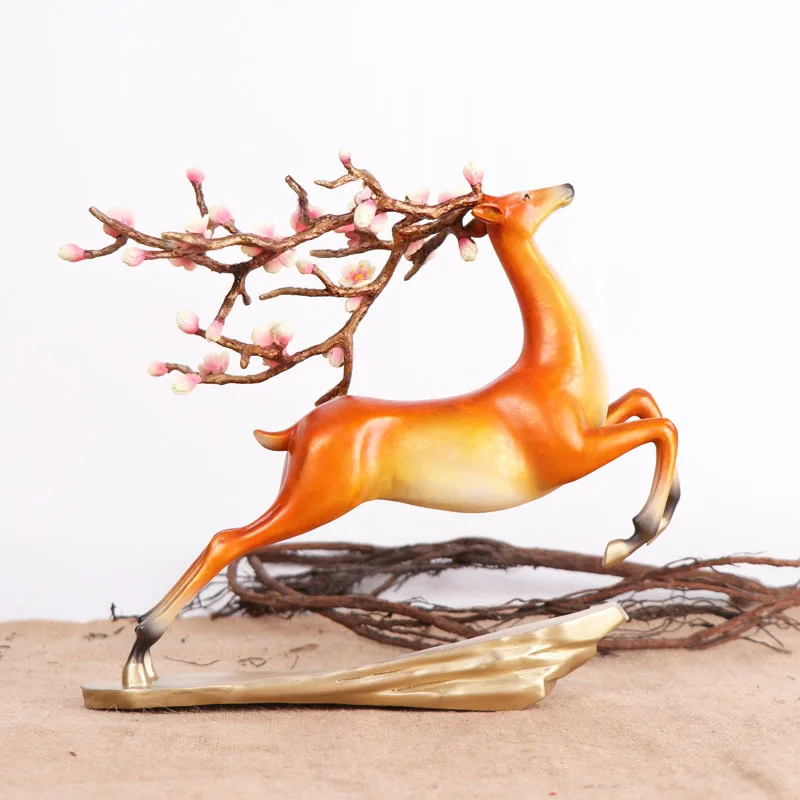 Copper sika deer ornament, burnt copper deer, handicraft home creative gifts