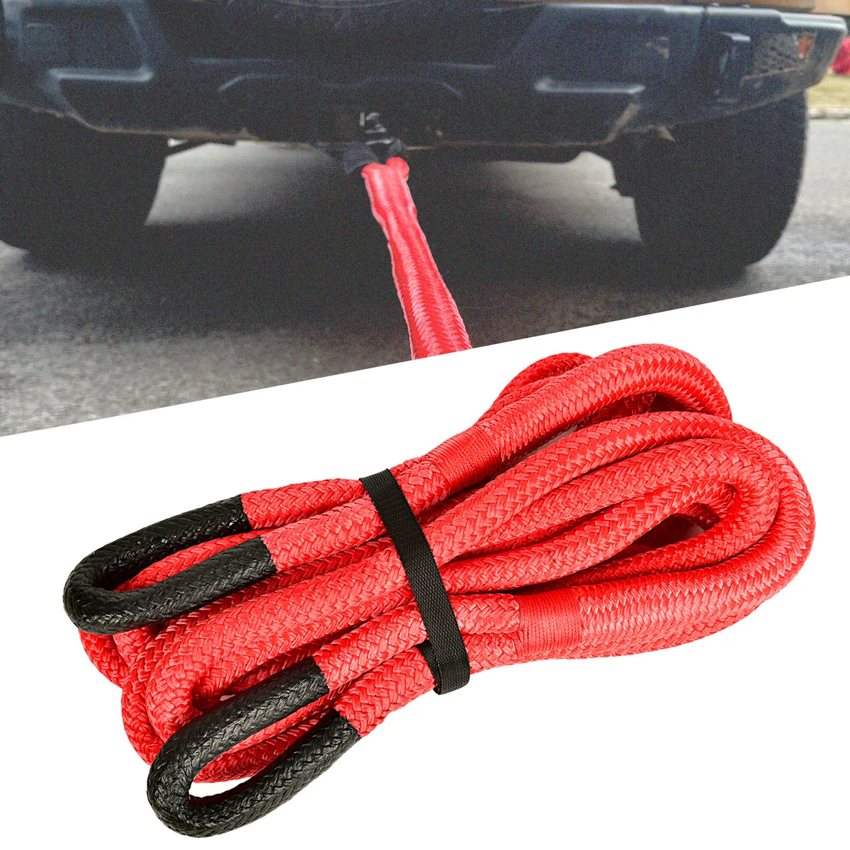 22mm x 6m Recovery Tow Rope 12000kg/26400lb Breaking Strength,  Nylon kinetic recovery rope for ATV, UTV, Truck