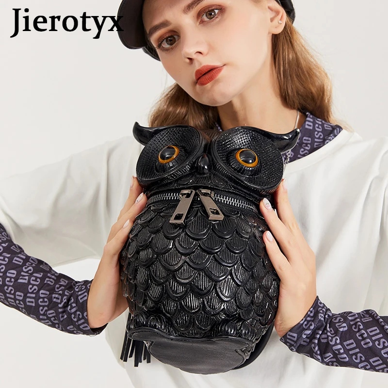 JIEROTYX Animal Owl Gothic Bags for Women Brand Luxury Good Quality Crossbody Bag Personality Purse Lady Handbags Handmade