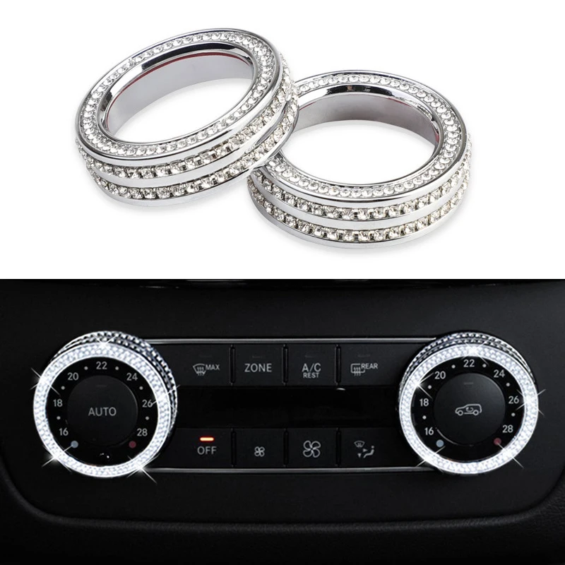 Diamonds Crystal Car Air Conditioning Knobs Decoration Ring For Mercedes Benz GLE260 GLK300 CLS GL M GLS SLK SL G Class 08-13