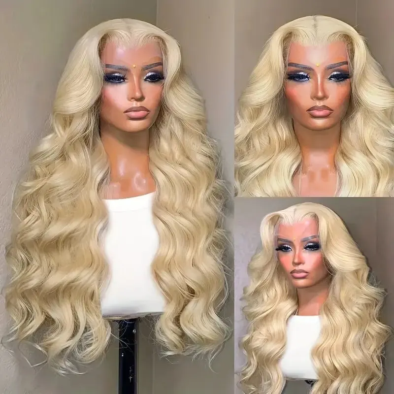 13x6 HD Blonde 613  Lace Wig Human Hair 13X4 Frontal Blonde Color 24 40 Inch Body Waves Glue-Free Waves Wig 150 Density