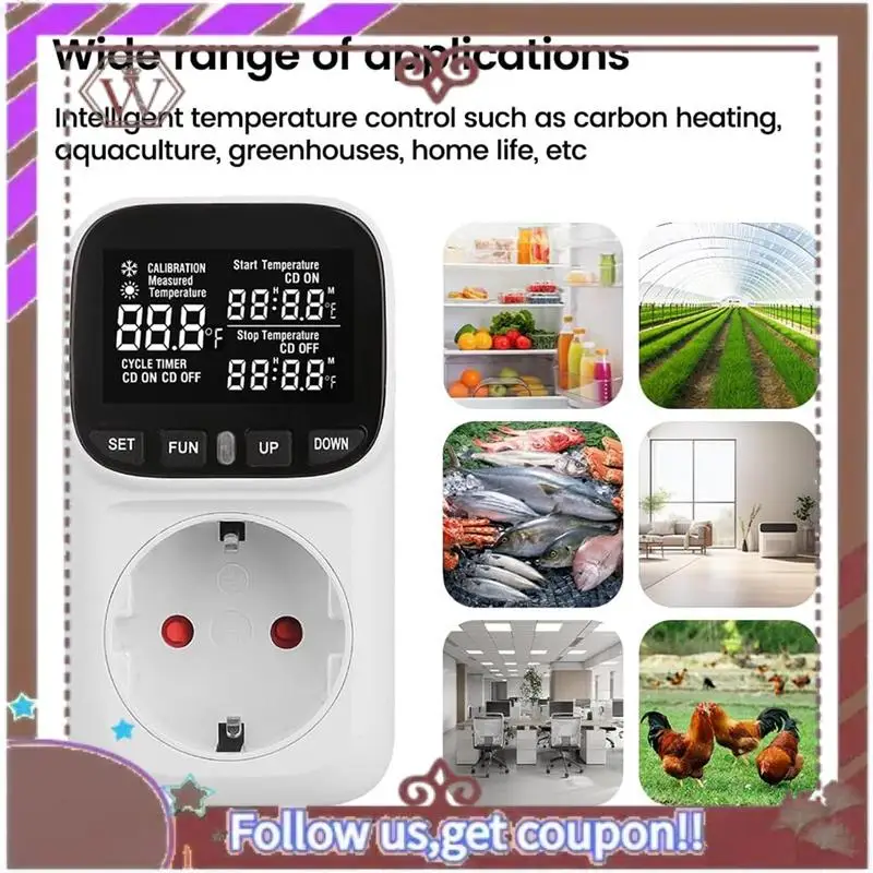 ABBG-цифровая вилка термостата, выход 120 В, контроль нагрева и охлаждения, 110 В, 15 А, дисплей по Цельсию, по Фаренгейту, вилка для теплицы, США