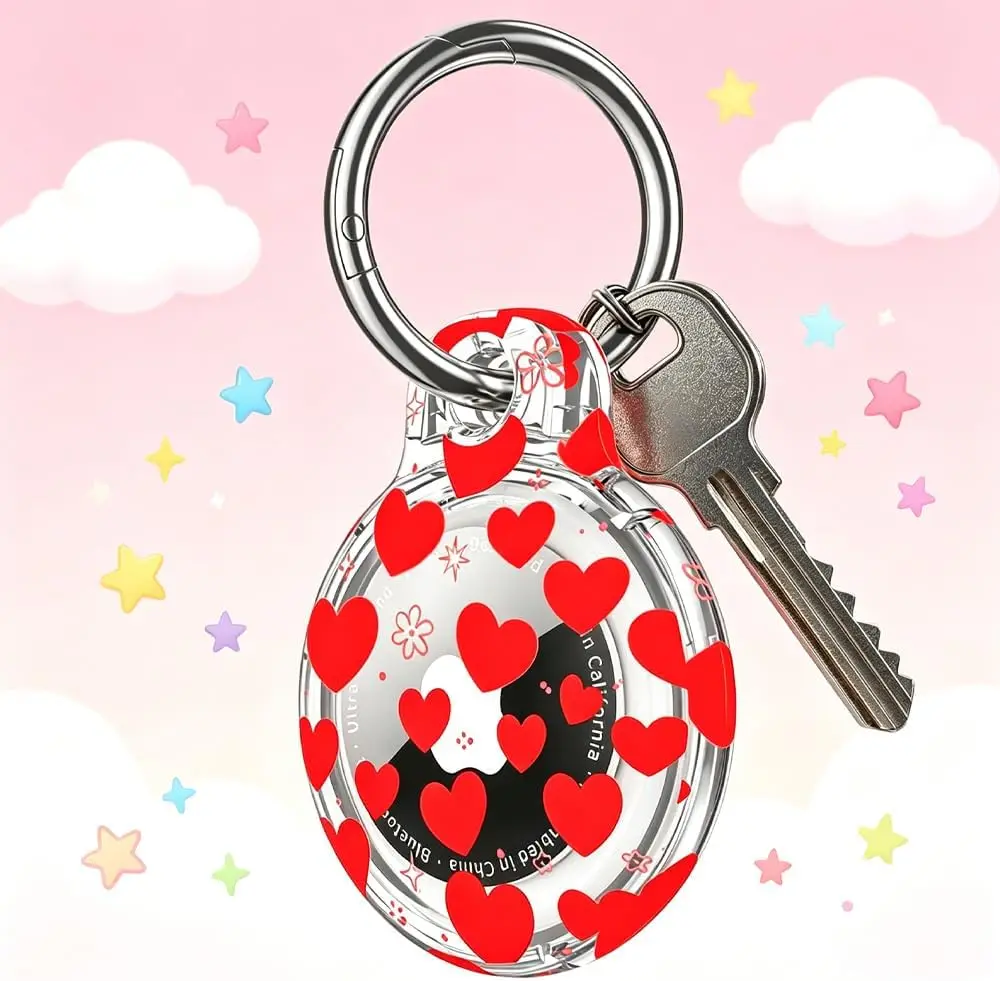 Eayburst AirTag Case Holder Waterproof TPU Protective Cover with Keyring Creative Pattern Air Tag Holder for Pets Keys Backpacks