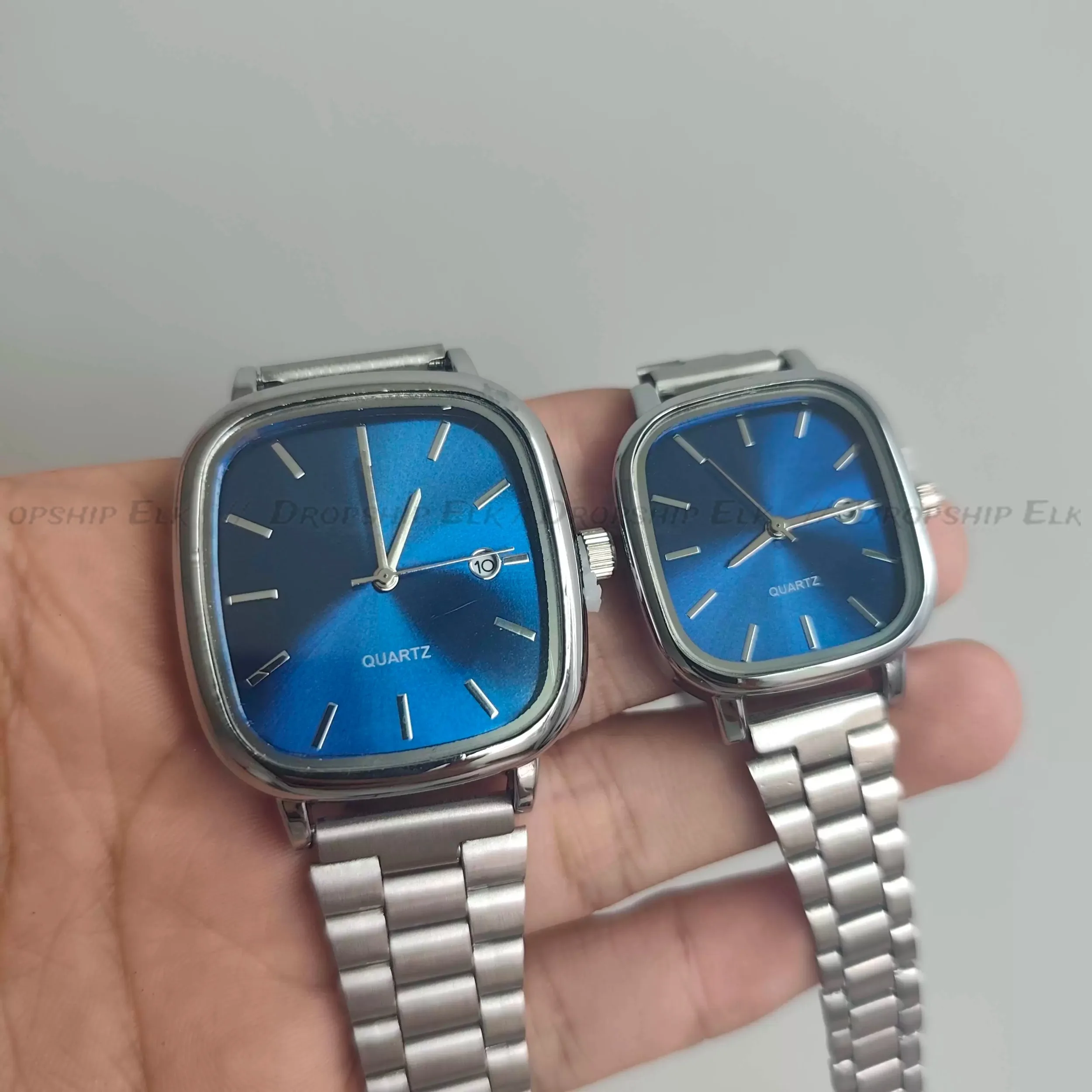 High Quality Minimalist Square Fashion Watch Business Mens Metal Watch Stainless Steel Chain Multi-scene Commuter Calendar Watch