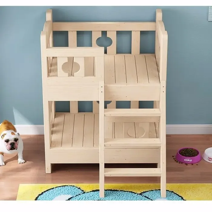 

Kennel Solid Wood High and Low Bed Bunk Cat Nest Teddy Nest Dog Cot Cat Bed Dog Supplies Universal in All Seasons