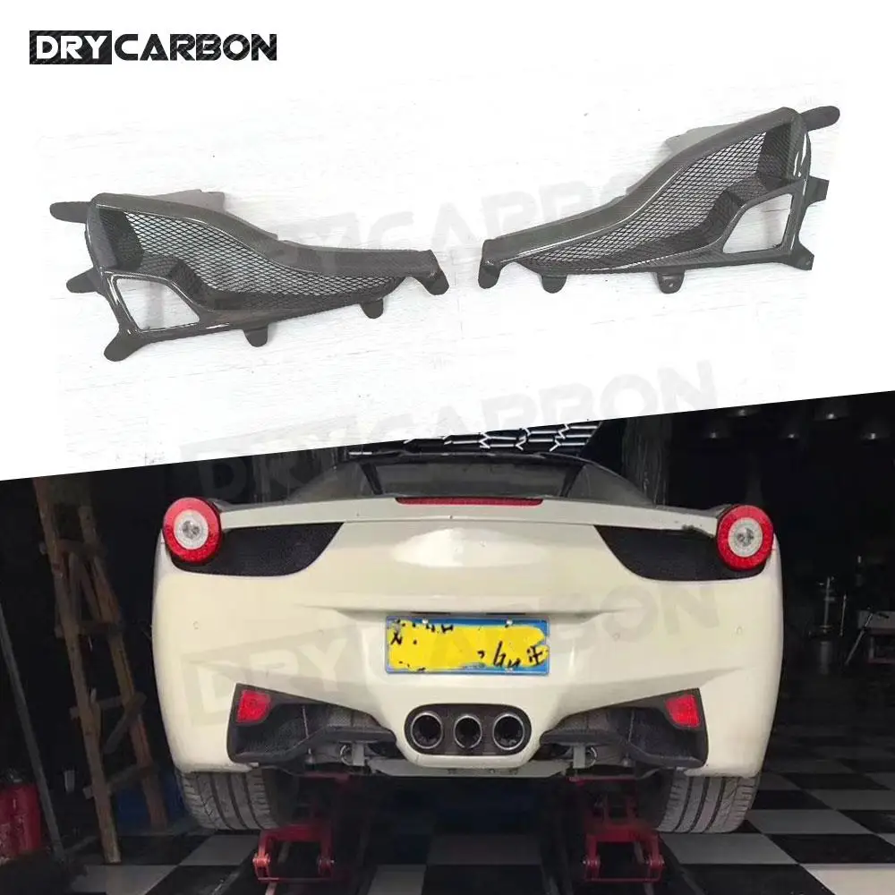 

2Pcs / Set Fit for Ferrari 458 Modified Rear Side Bumper Lampshade Carbon Fiber Brakes Lampshade FRP Car Styling