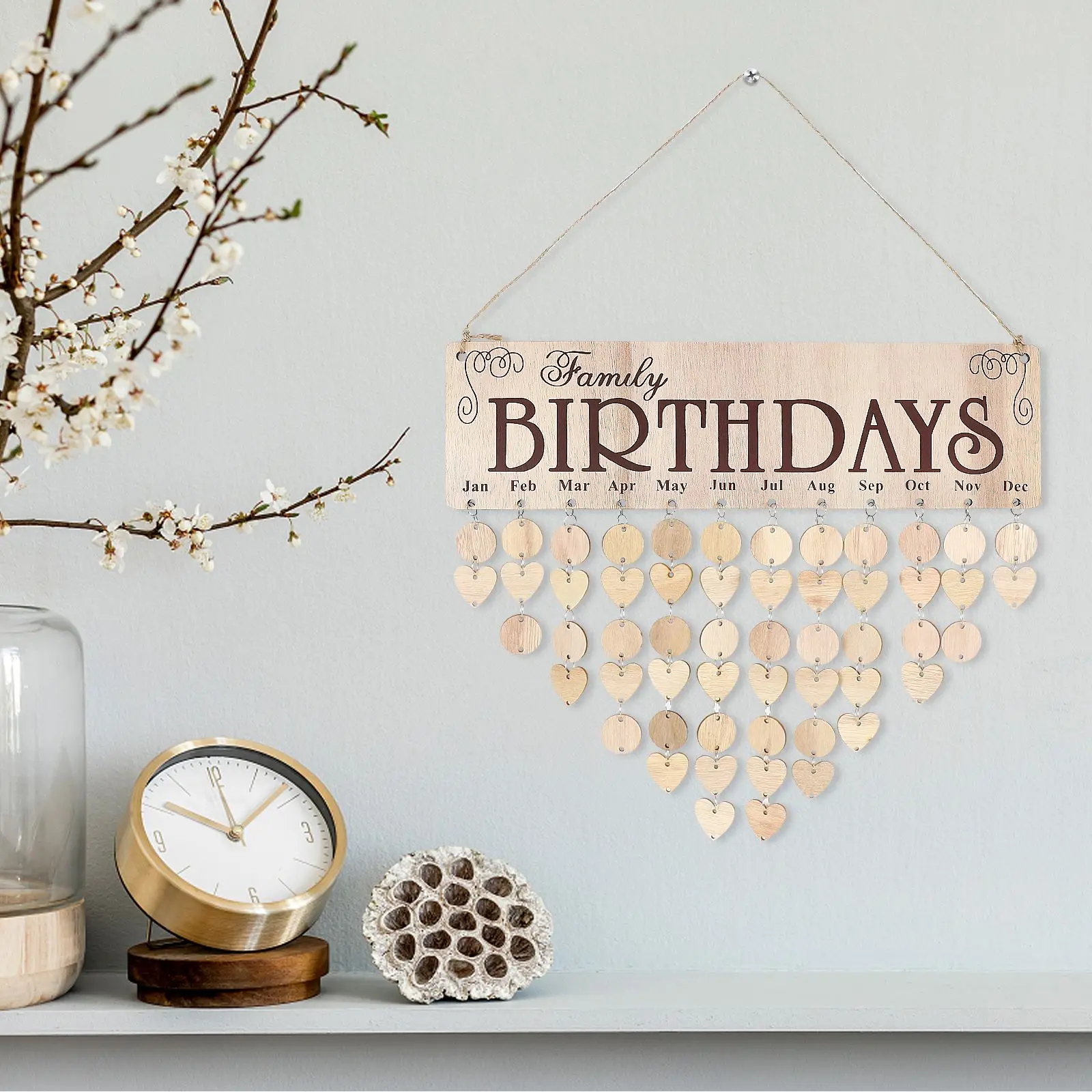 Calendar Birthday Family Board Wooden Hanging Reminder Wall Plaque Diy Datehome Reminding Wood Friendsgifts Menology Decor