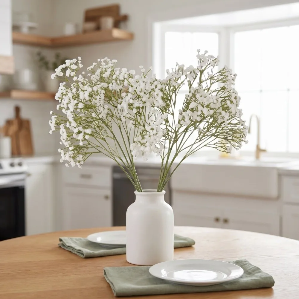 Real Touch Artificial Gypsophila Flower Branch Elegant Handmade Simulation Gypsophila Flower White Plastic Fake Flowers - view 2