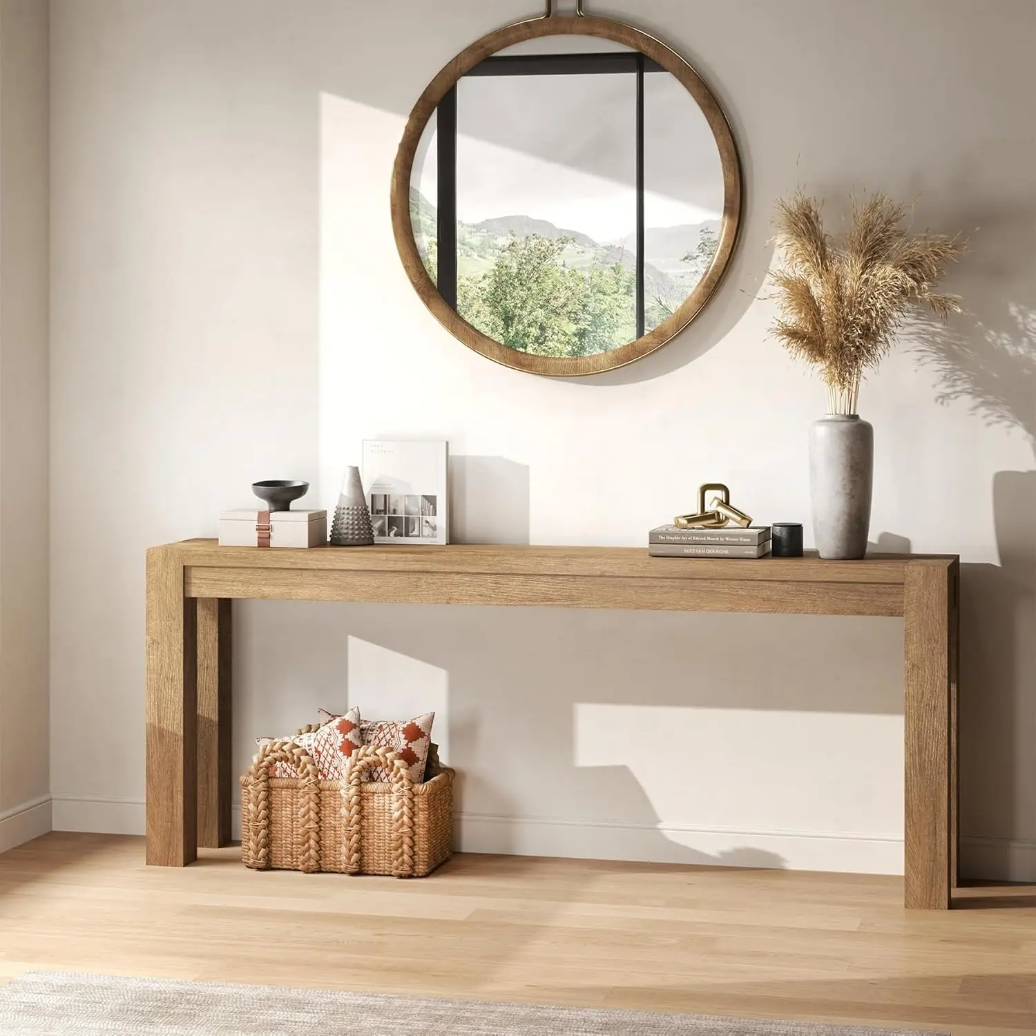 

Удлиненный консольный стол 78,75 дюймов для прихожей, современный деревянный стол в стиле фермерского дома для коридора, фойе, за диваном, на заказ