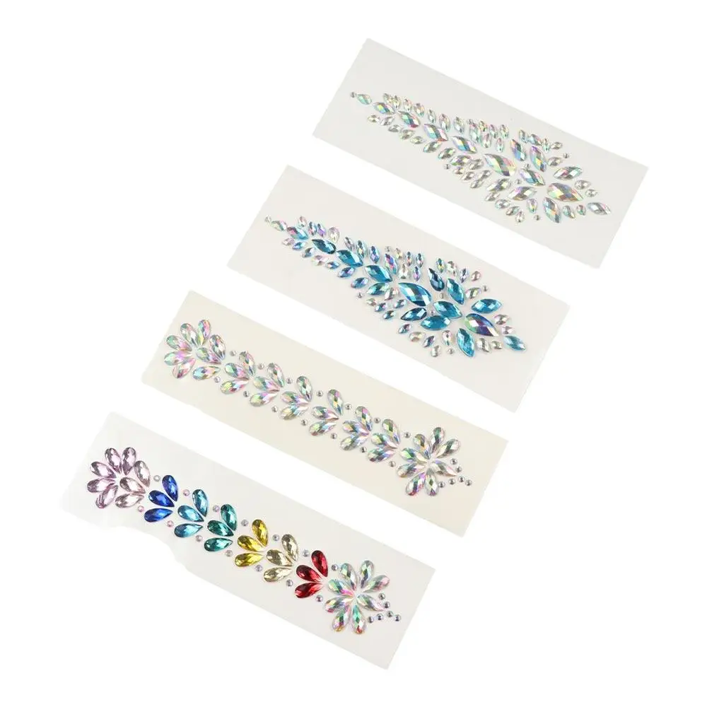 

Fashion EDM Music Festival Tattoo Stickers 3D Adhesive Crystal Forehead Sticker Crystal Glitter Body Face Colored Rhinestone
