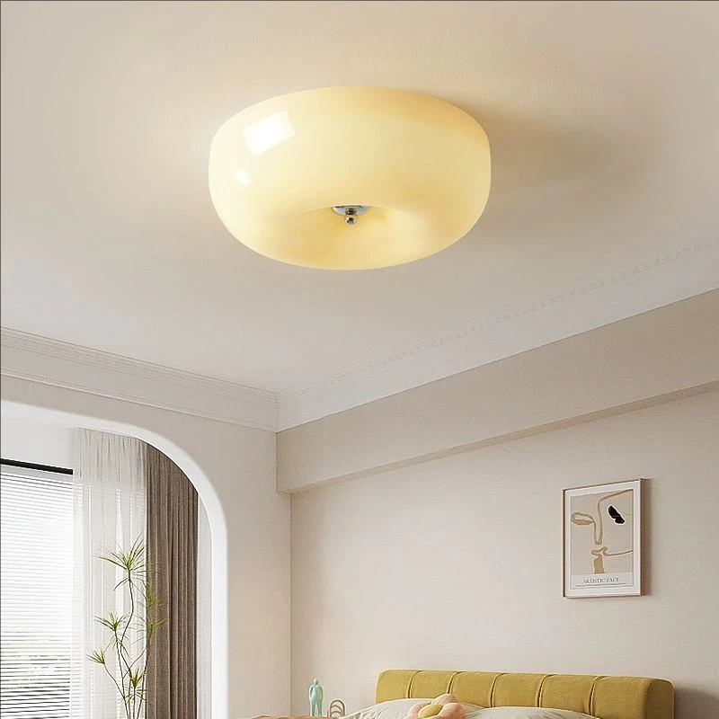 

French Retro Cream Style Pudding Ceiling Light for Bedroom Living Room Balcony Foyer Study High-End Vintage Lighting Fixtures