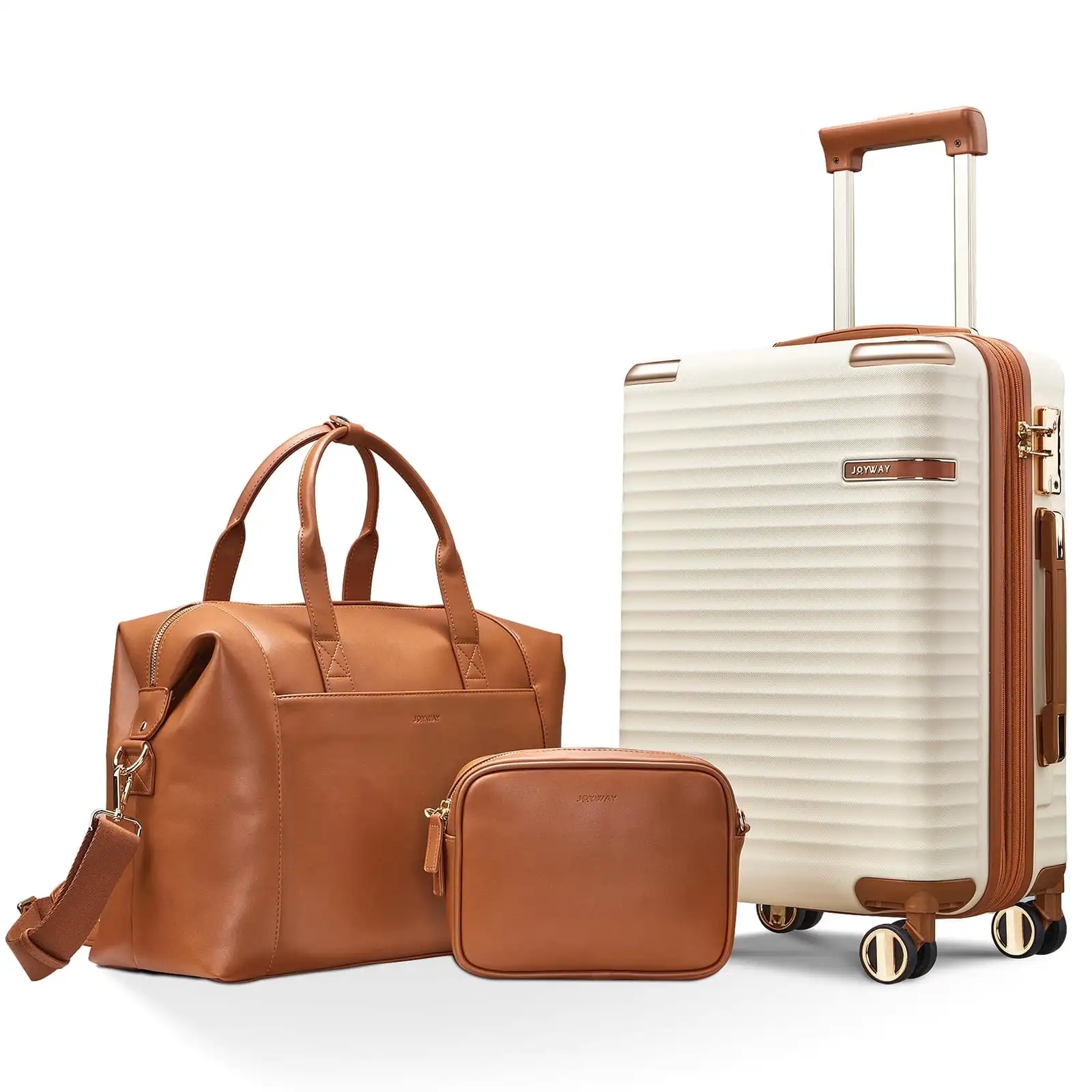 

3-Piece Carry-On Luggage Set with Swivel TSA Lock and Leather Carry Bag
