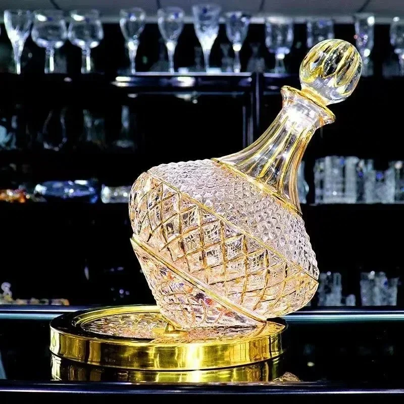 

Decantador rotativo de cristal high-end, copo de vinho luxuoso, ouro desenho, Gyro Decanter, 1100ml