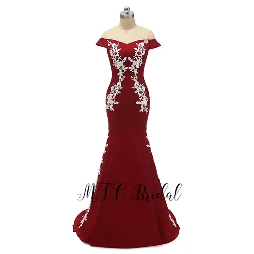 Wholesale Burgundy African Bridesmaid Dresses Plus Size Off The Shoulder White Lace Mermaid Wedding Guest Dress Cheap