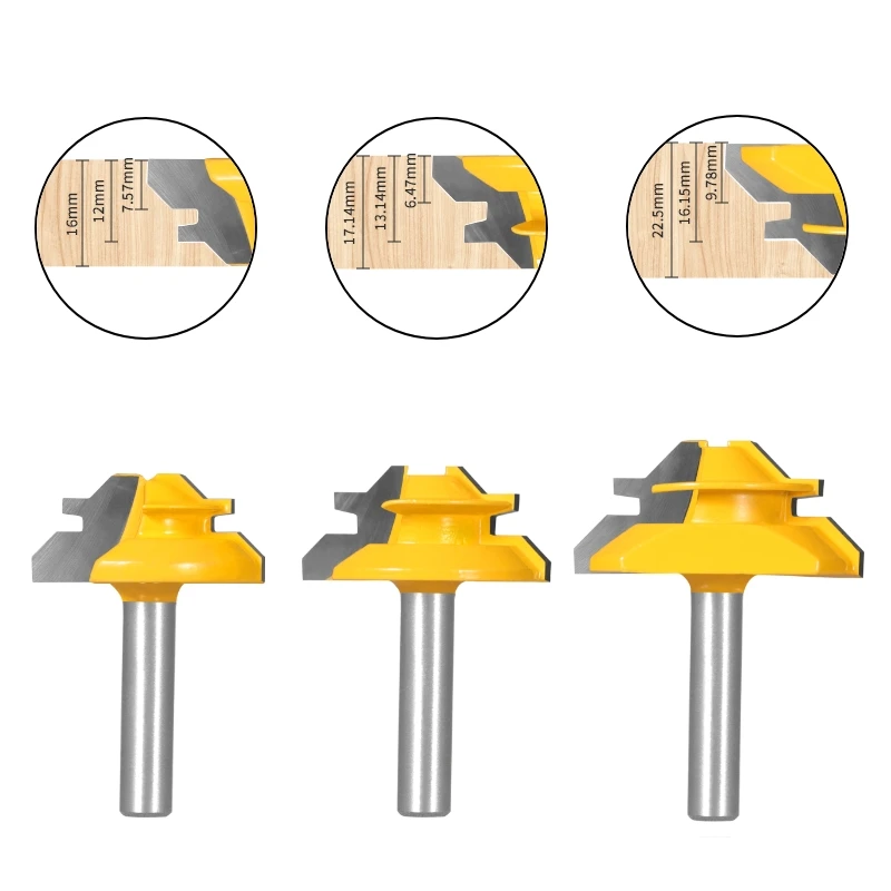 Imagem -02 - Yusun-lock Miter Router Bit para Carpintaria Fresa Ferramentas de Madeira 45 ° Grau 1pc