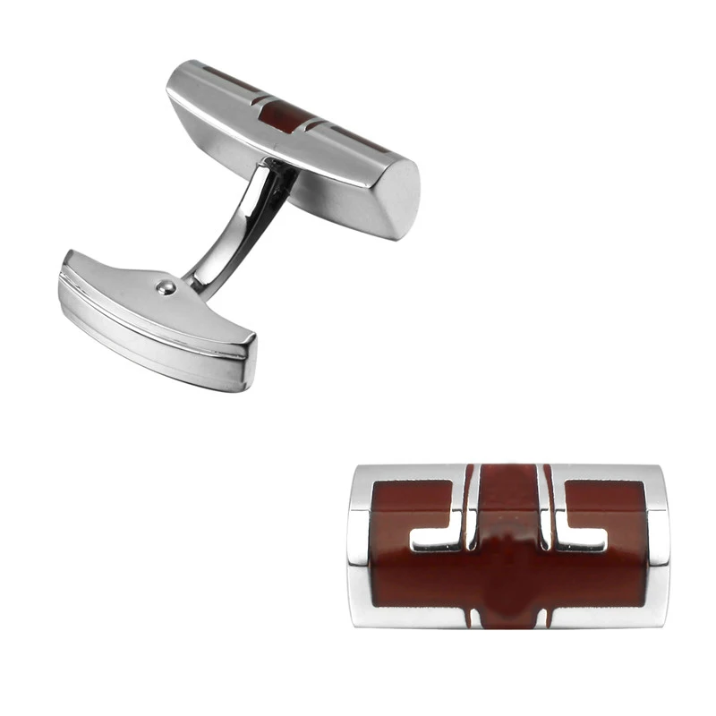 Men\'s French shirt cufflinks made of copper material wine red enamel curved pattern cufflinks wedding jewelry