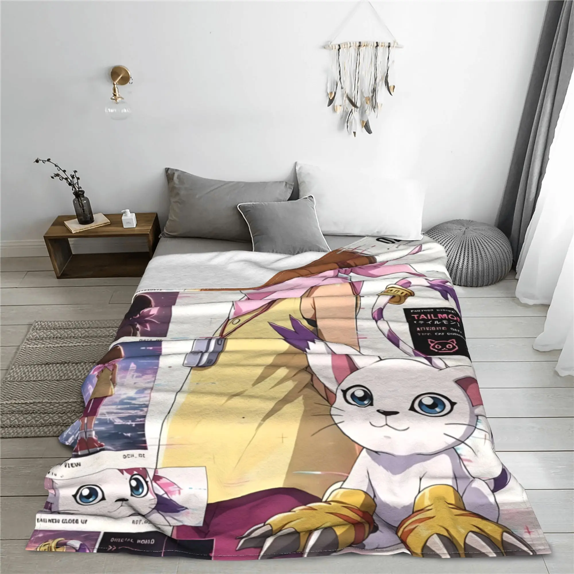 1PC Home Digimon Adventures Blanket Throw Blanket  Novelty Warm Blanket All Season Gift