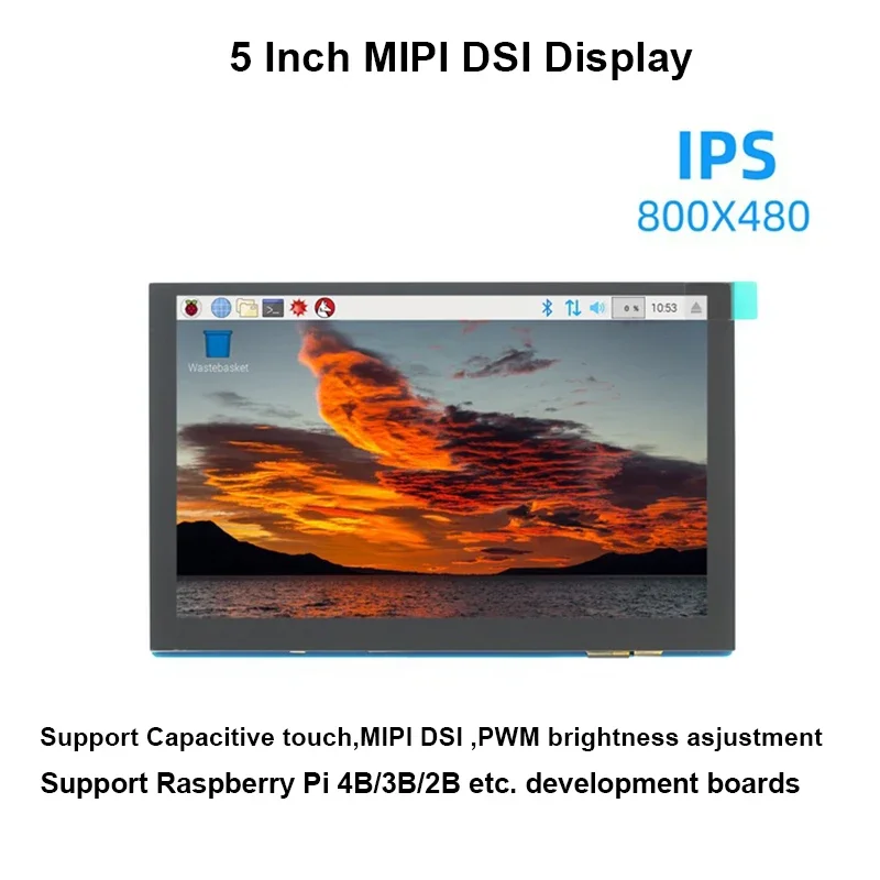 5.0 بوصة IPS DSI عرض واجهة MIPI 800X480 بالسعة لمس TFT وحدة عرض إل سي دي دعم Raspbian/Ubuntu/Kali/Win10