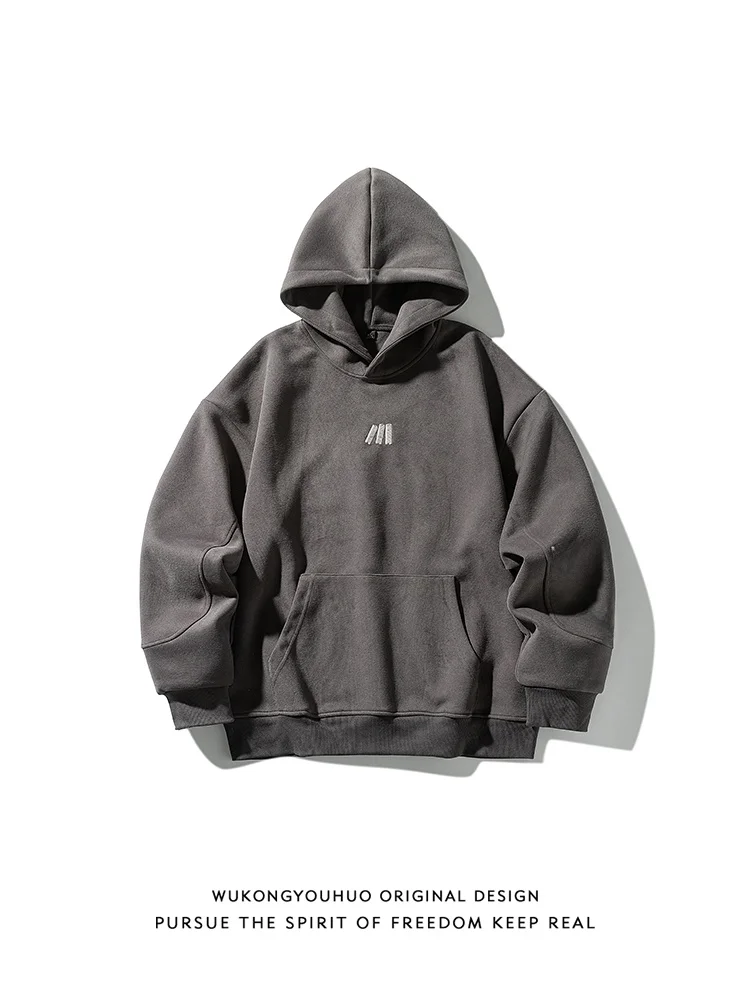 

Retro American Embroidered Letter Heavyweight Hoodie ex Trendy Loose Fit Overhead Sweatirt Casual Youth ular Sle