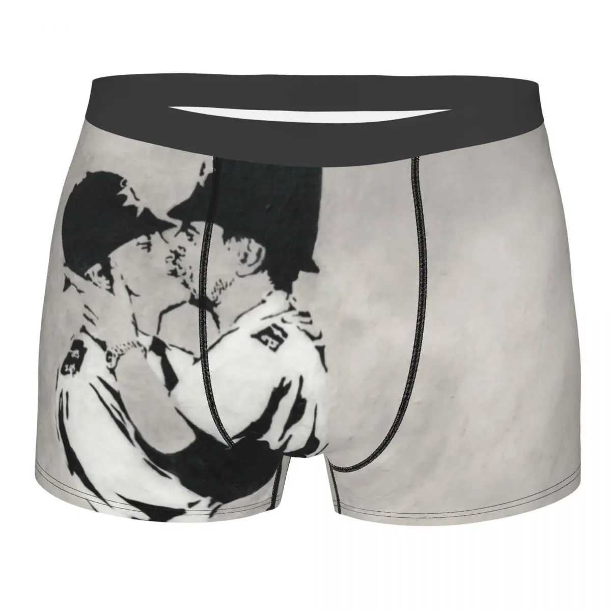 

Пользовательские Бэнкси целуи Coppers мужские шорты-боксеры's уличное искусство Граффити трусы нижнее белье Смешные трусы