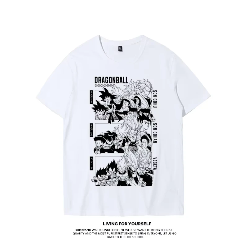 เสื้อยืดแขนสั้นลายการ์ตูนดราก้อนบอล โกคู เบจิต้า บู ฟรีเซอร์ แฟชั่นผู้ชายและผู้หญิง ทรงหลวม ผ้าฝ้าย