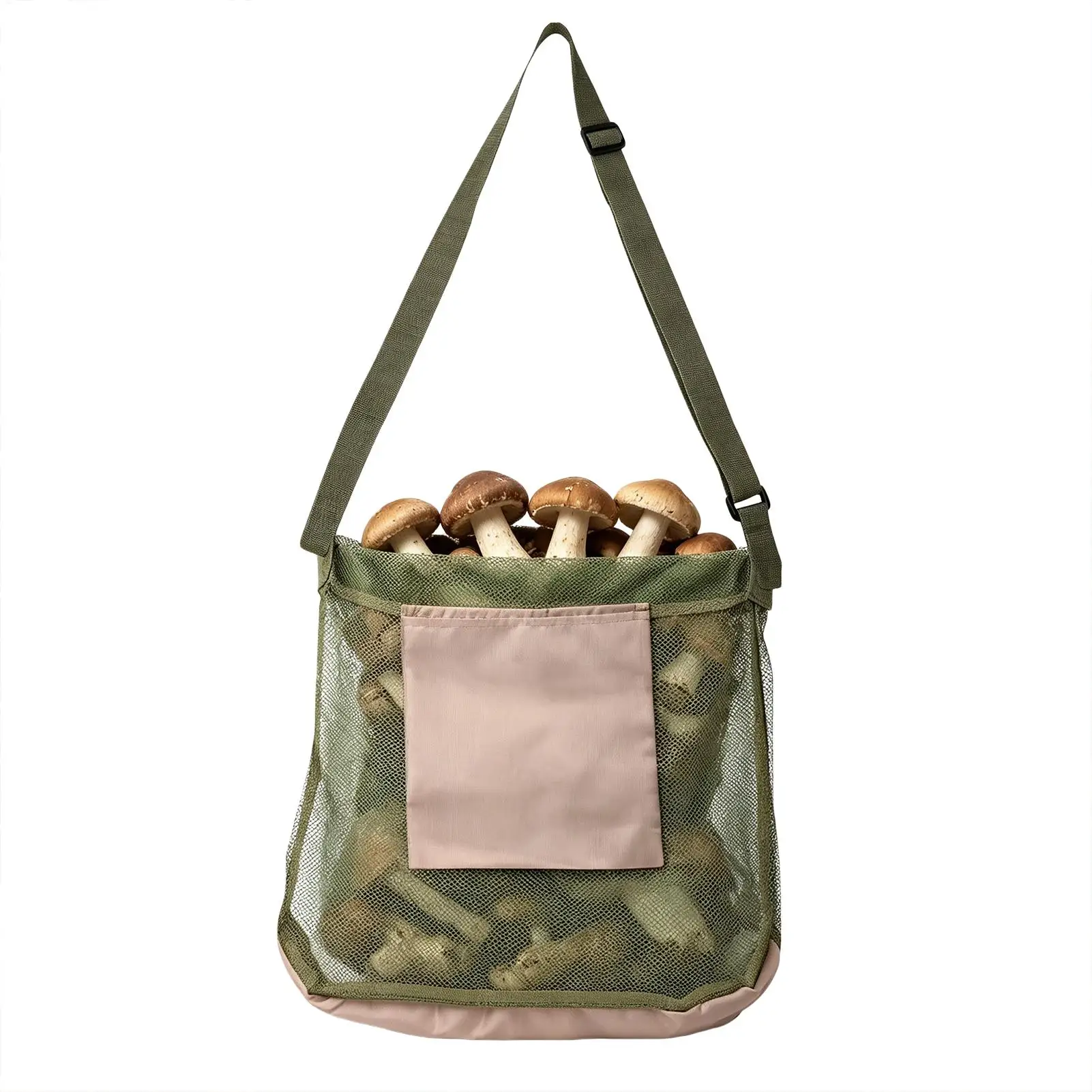 Mushroom Picking Net Bag Harvest Mushroom Basket Collection Bag Large Capacit Adjustable Shoulder Strap With Phone Pocket